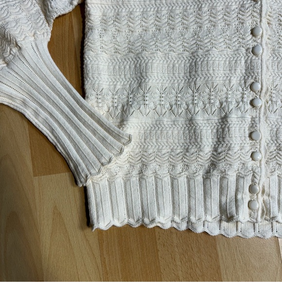 Sezane Charlotte Ivory Textured Knit Cardigan Blouse - Picture 4 of 10